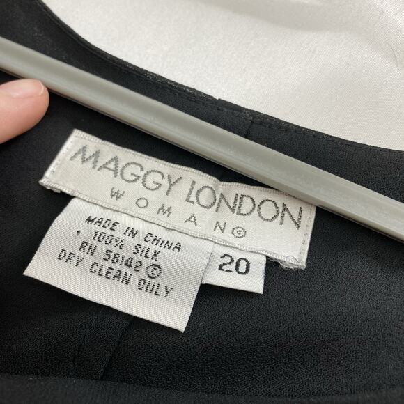 Maggy London Women's Black Silk Chiffon Blouse Size 20 Minimalist Lagenlook - Picture 5 of 9